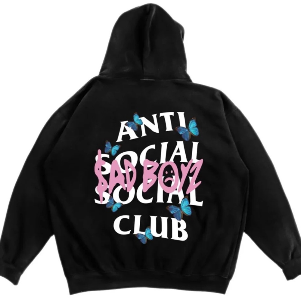 Anti Social Social Club and Sad Boyz Collab Black Hoodie XXL New
